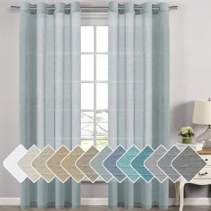 New Nickel Grommet Linen Sheer Curtains - 2 Pieces, Beautiful, Elegant, Natural Light Flow, Rich Quality Material, Highly Durable Curtain Panels for Bedroom/Living Room (52" W x 108" L, Teal) Retails $97 
