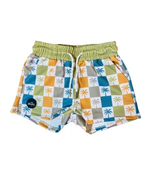 NEW! Palm Tree Checker Hybrid Swim
