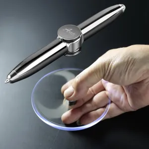 NEW SMOOTHERPRO Fidget Spinning Pen with LED Light to Help ADHD Stress Reducer Thinking Ballpoint Pen Gift Pen Anti Stress Anxiety Infinity with Gift Box Color Silver