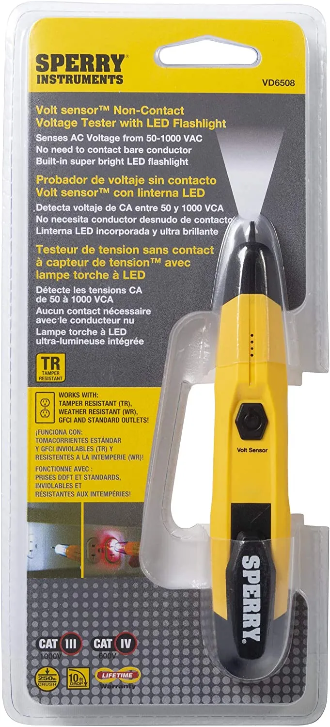 New Sperry Non-Contact Voltage Detector with flashlight VD6508, package has slight damage, contents are perfect