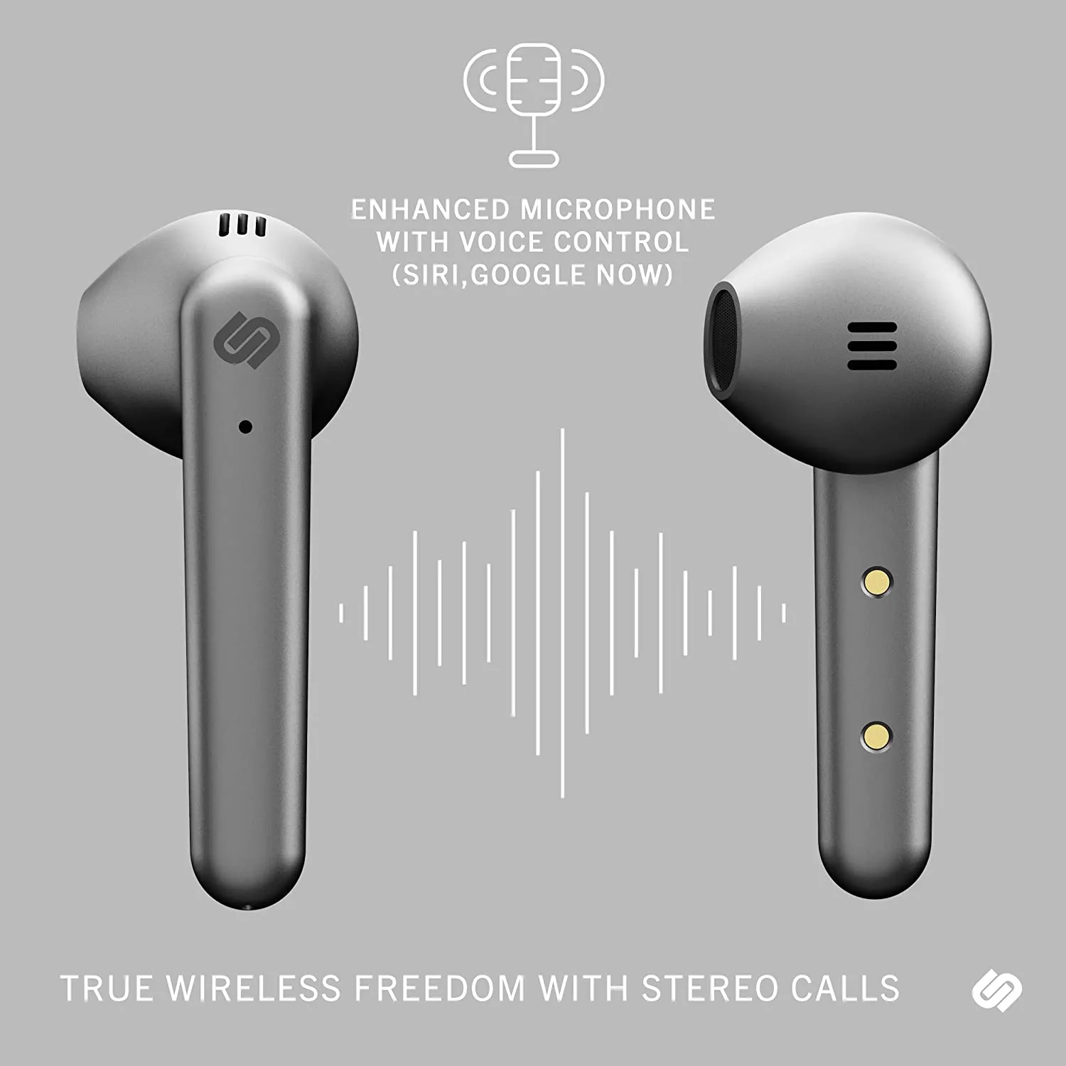 New Urbanista Stockholm Plus True Wireless Earbuds - Over 20 Hours Playtime, IPX4 Waterproof Earphones, Bluetooth 5.0 Headphones, Touch Controls & Enhanced Microphone for Clear Calling, Titanium! Retails $132 