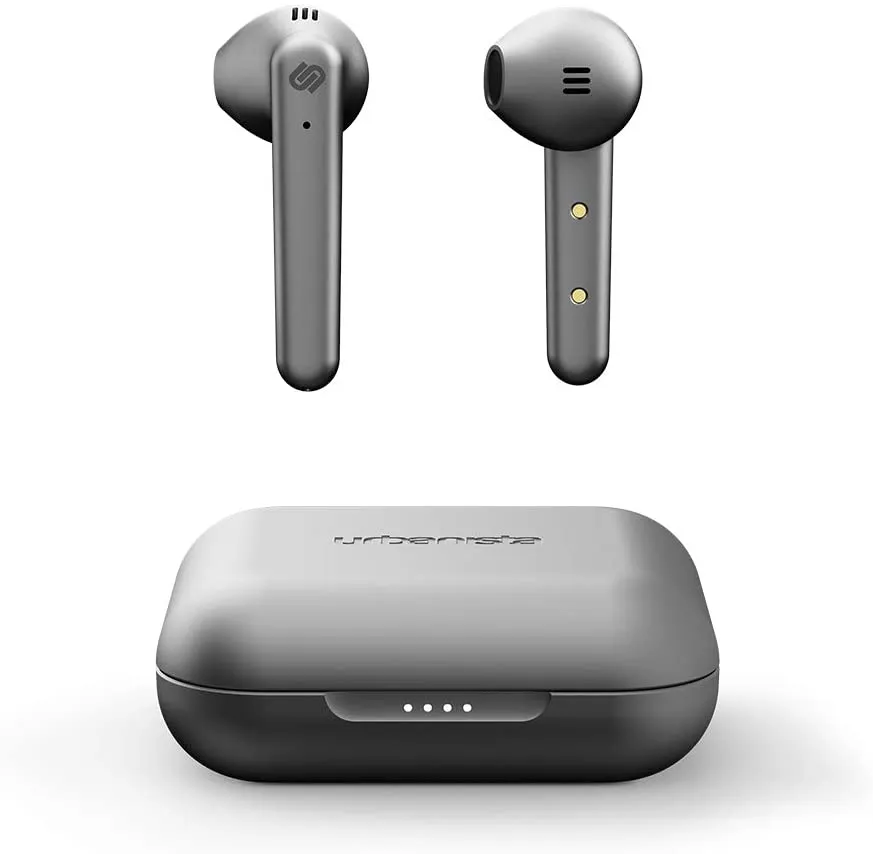 New Urbanista Stockholm Plus True Wireless Earbuds - Over 20 Hours Playtime, IPX4 Waterproof Earphones, Bluetooth 5.0 Headphones, Touch Controls & Enhanced Microphone for Clear Calling, Titanium! Retails $132 
