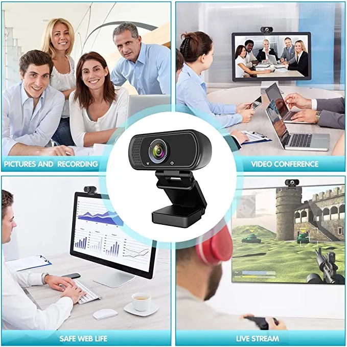 New Ziqian 1080P Webcam,Live Streaming Web Camera with Stereo Microphone, Desktop or Laptop USB Webcam with 110 Degree View Angle, HD N5 Webcam for Video Calling, Recording, Conferencing, Streaming, Gaming