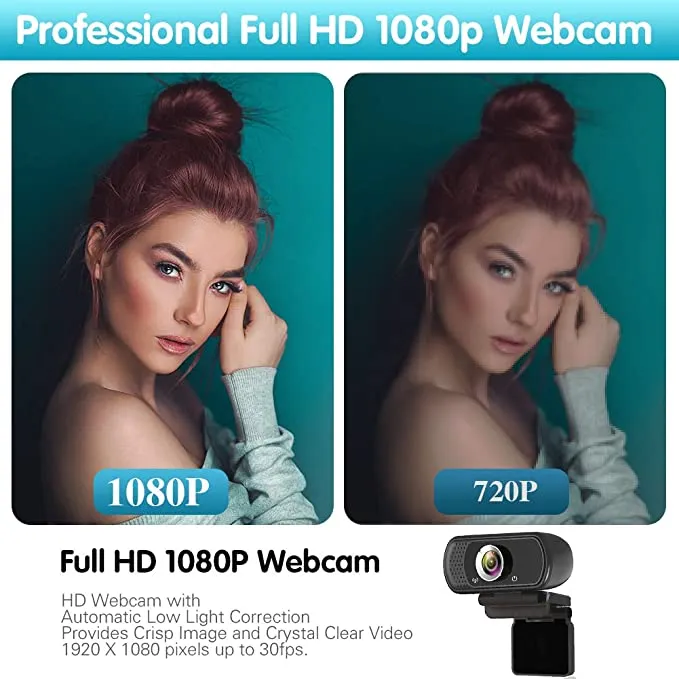 New Ziqian 1080P Webcam,Live Streaming Web Camera with Stereo Microphone, Desktop or Laptop USB Webcam with 110 Degree View Angle, HD N5 Webcam for Video Calling, Recording, Conferencing, Streaming, Gaming