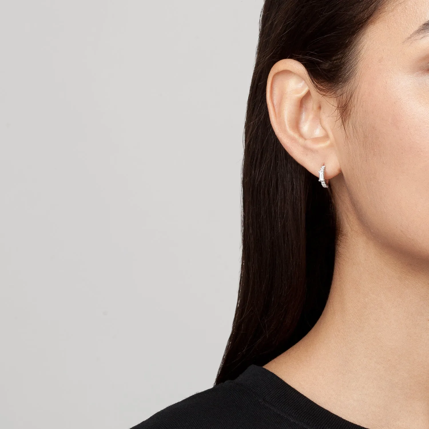 Nikita Huggie Hoops | White Diamonds