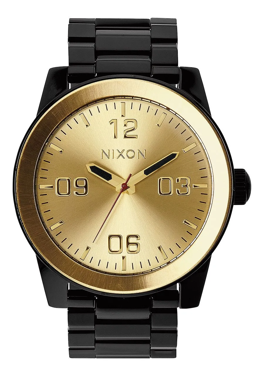Nixon 48mm Corporal Stainless Steel Watch Black / Gold A346-010