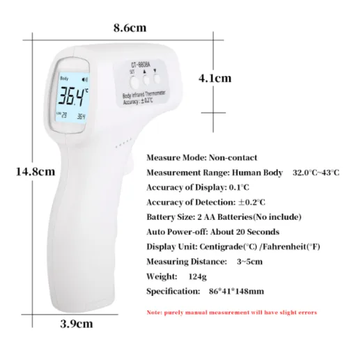 No Touch Digital Infrared Thermometer for Adult Baby Forehead Temperature °F/°C