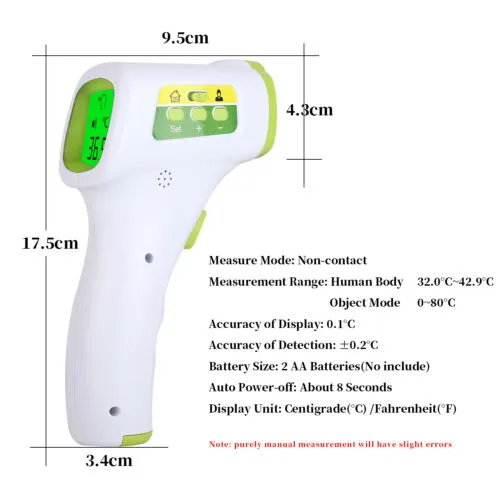 No Touch Digital Infrared Thermometer for Adult Baby Forehead Temperature °F/°C