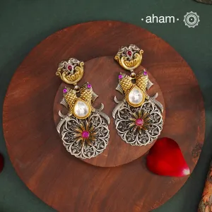 Noori Two Tone Fish Silver Earrings