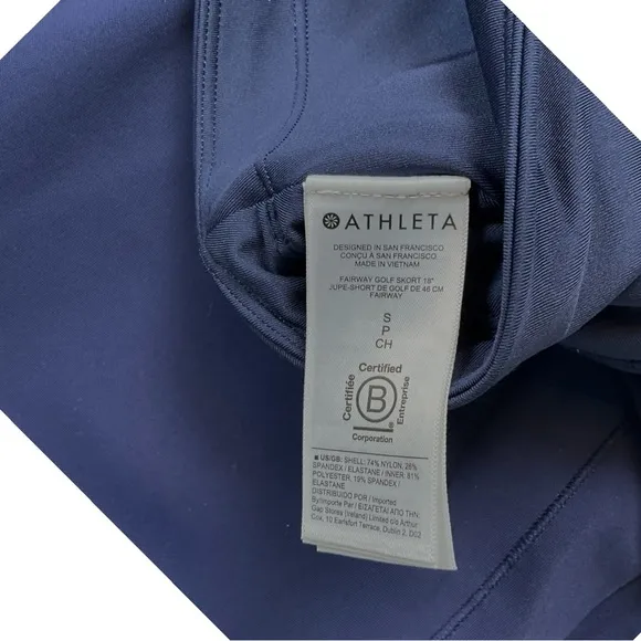 NWOT Athleta Fairway Golf Skort 18” Navy Small