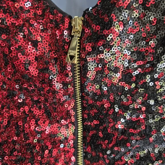 NWT GUESS Sequin Sleeveless Mini Dress XS Red/Black