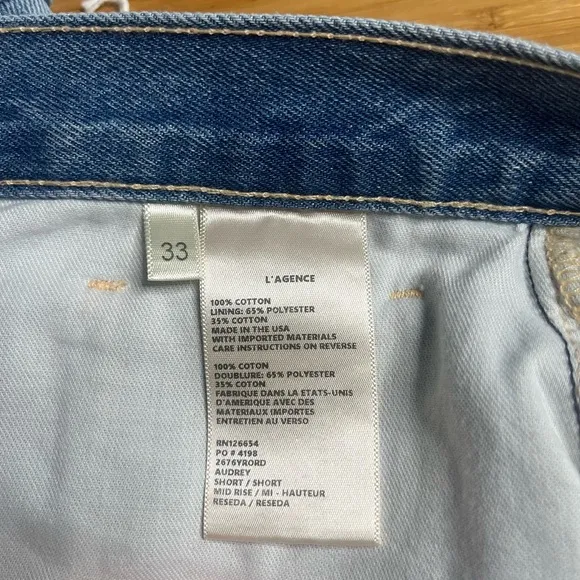 NWT L’Agence- Audrey Mid Rise Short. Size 33