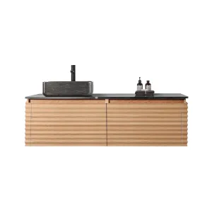 Ocala 2 Drawers Bathroom Vanity with Quartz Top and Left Vessel Sink - Wall Mount - 60" Wood/Maple
