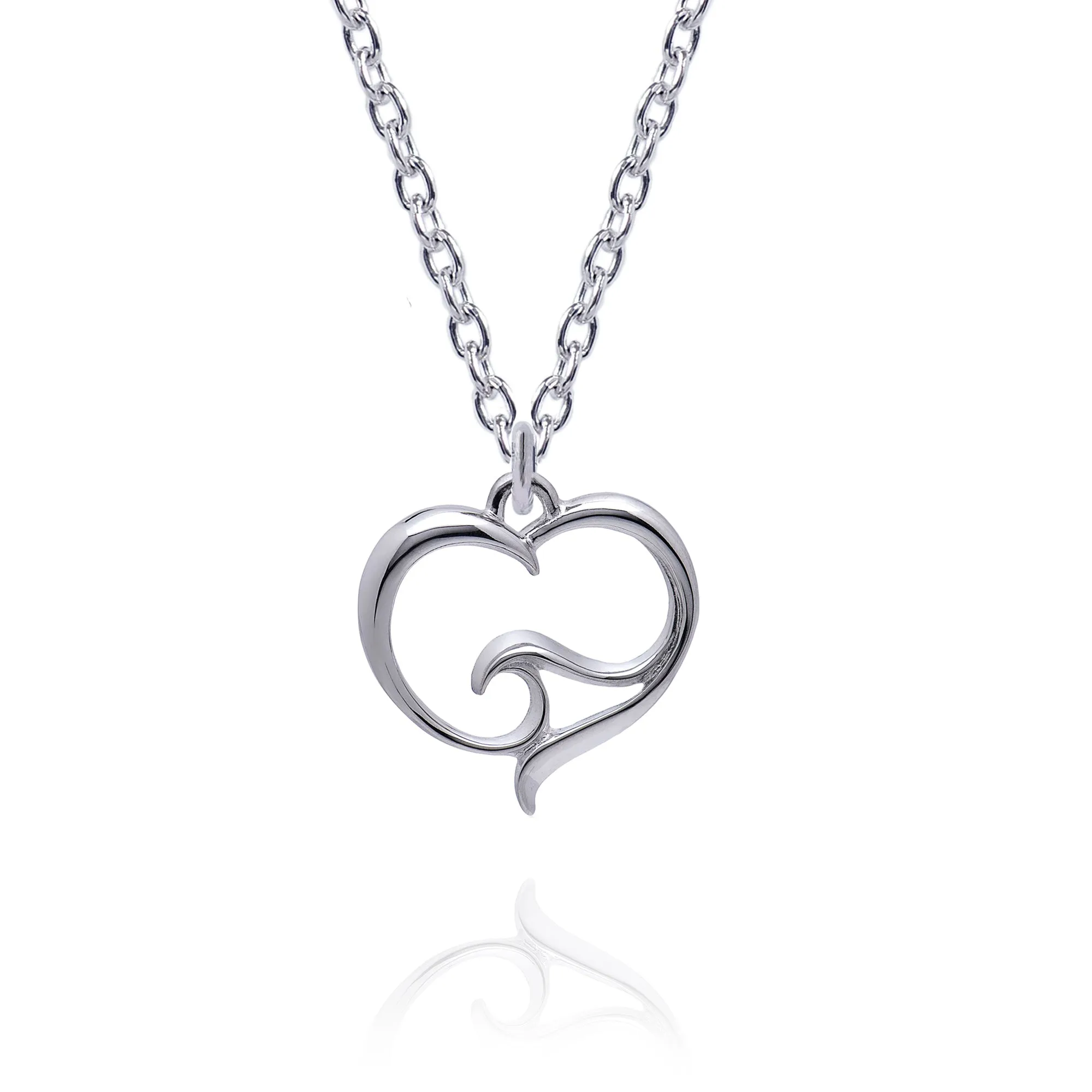 Ocean Wave Necklace Sterling Silver- Heart of the Ocean Pendant, Ocean Lover Gifts, Sea Life Jewelry