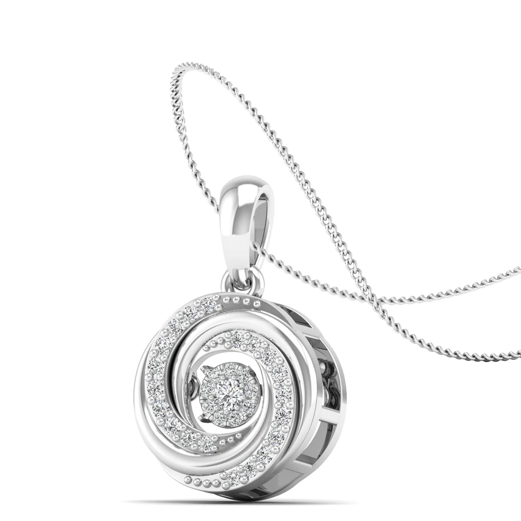 Ocean Whirl Dancing Diamond Pendant