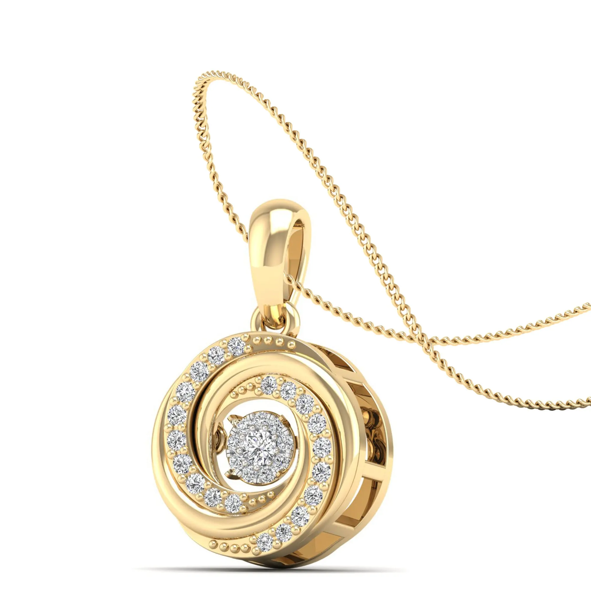 Ocean Whirl Dancing Diamond Pendant