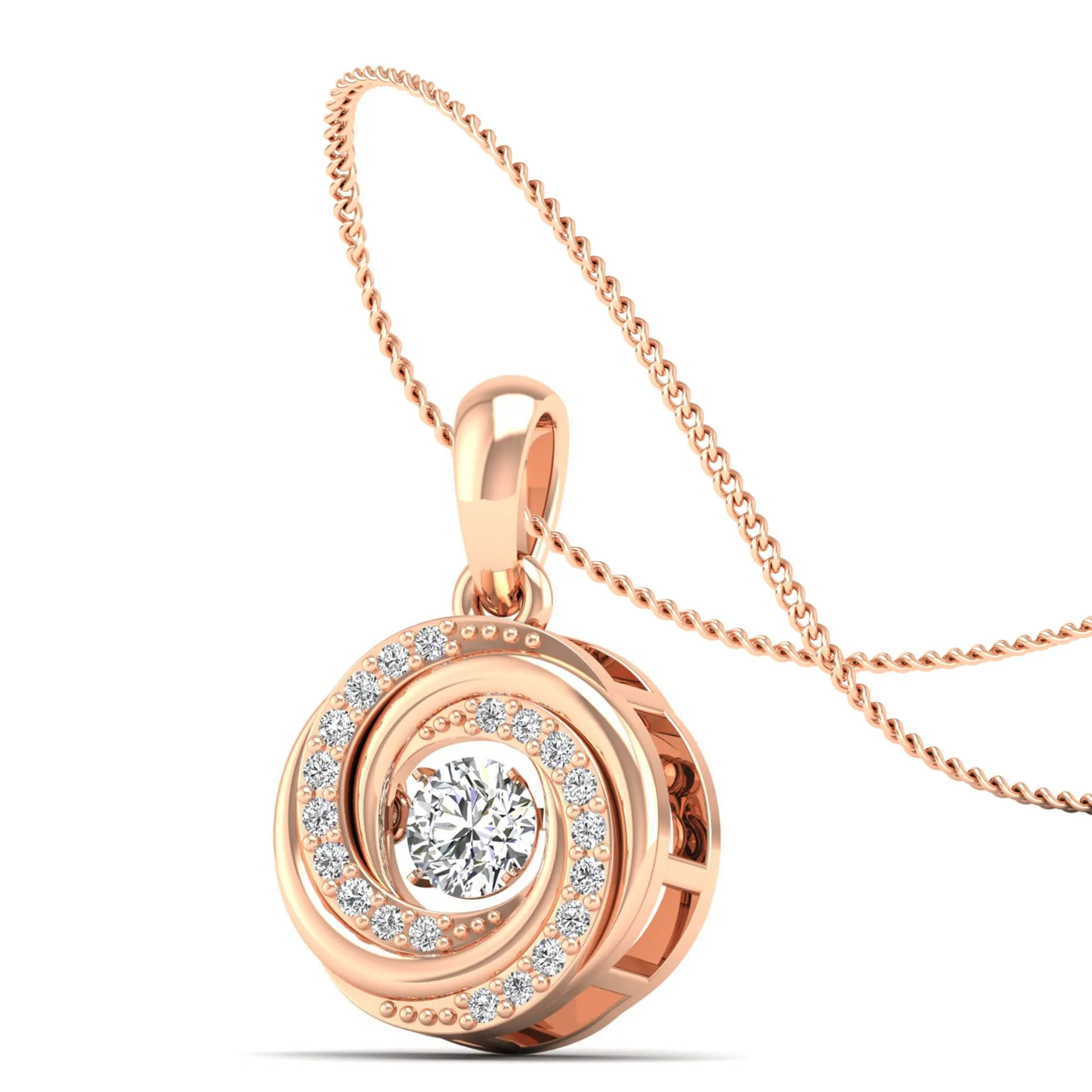 Ocean Whirl Dancing Diamond Pendant