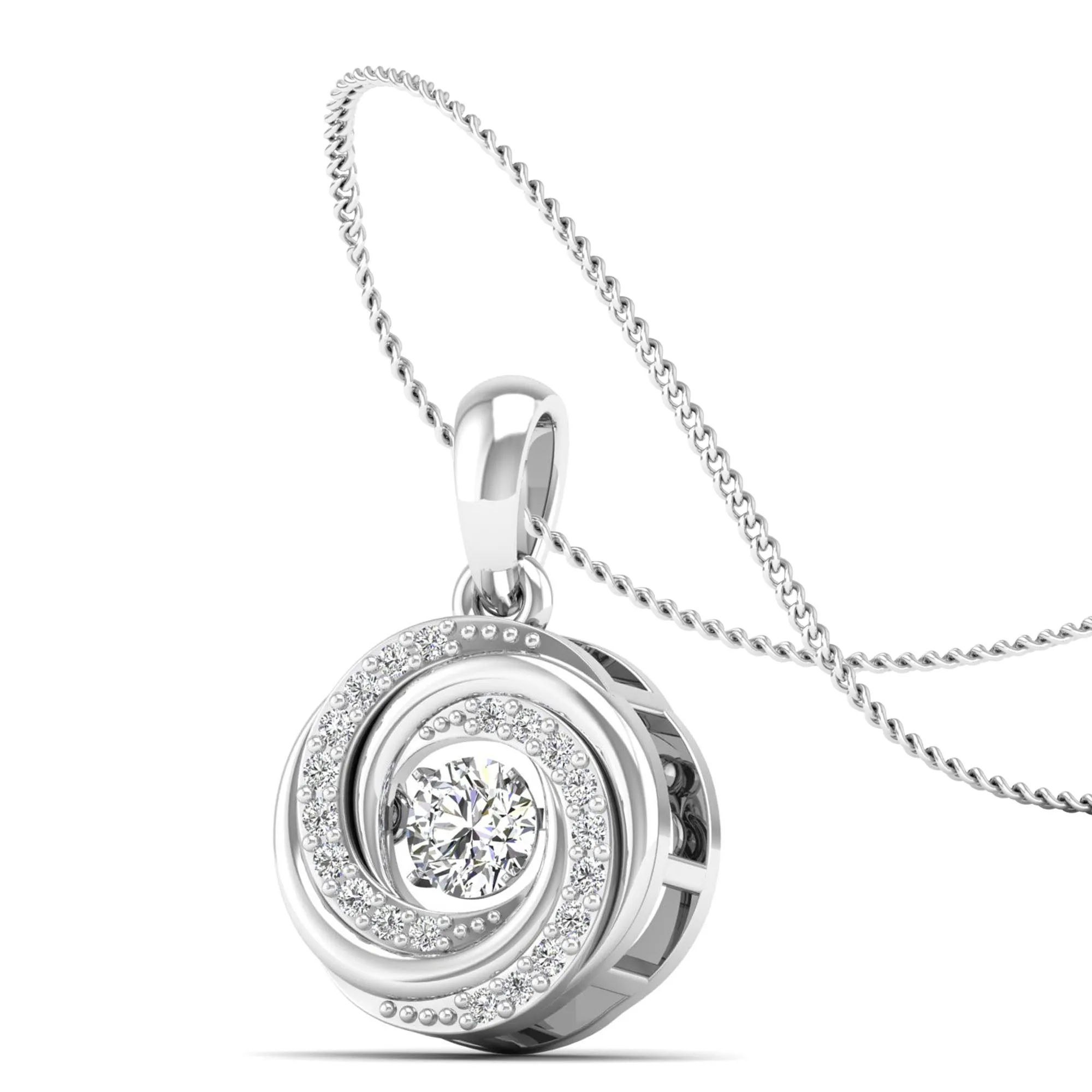 Ocean Whirl Dancing Diamond Pendant