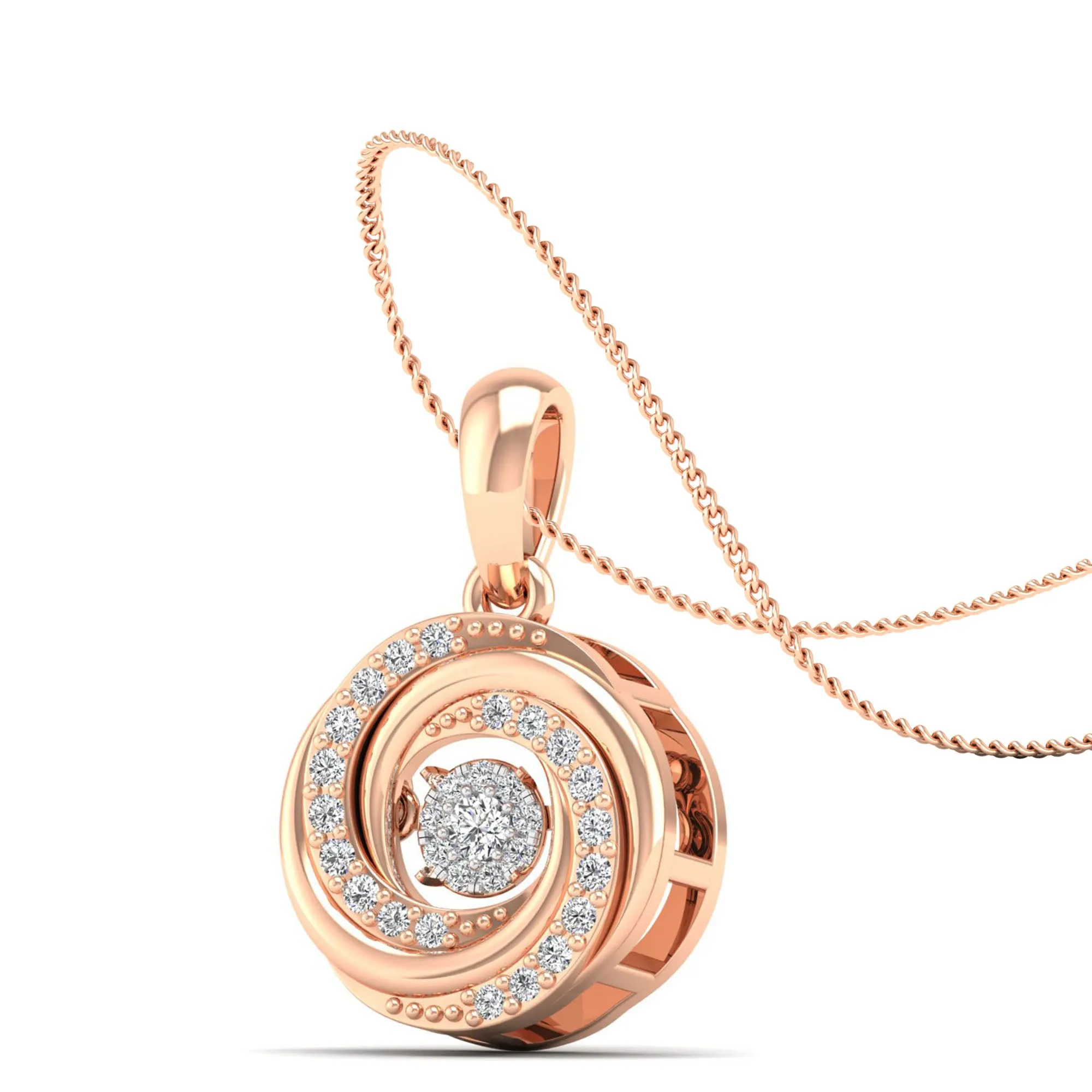 Ocean Whirl Dancing Diamond Pendant