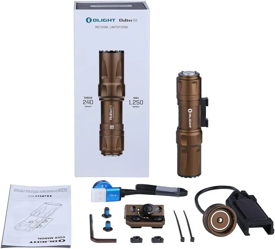 Odin Mini 1250 Lumens Ultra Compact Rechargeable Mlok Mount Weaponlight, Removable Slide Rail Mount and Remote Switch, 240 Meters Beam Distance, Mlok Included