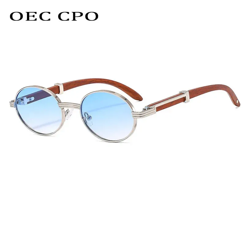 OEC CPO Unisex Vintage Small Round Luxury Oval Frame Sunglasses With UV400 Lens