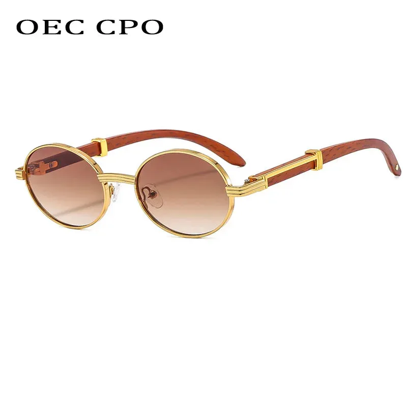 OEC CPO Unisex Vintage Small Round Luxury Oval Frame Sunglasses With UV400 Lens