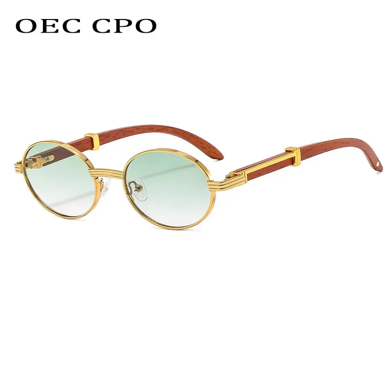 OEC CPO Unisex Vintage Small Round Luxury Oval Frame Sunglasses With UV400 Lens