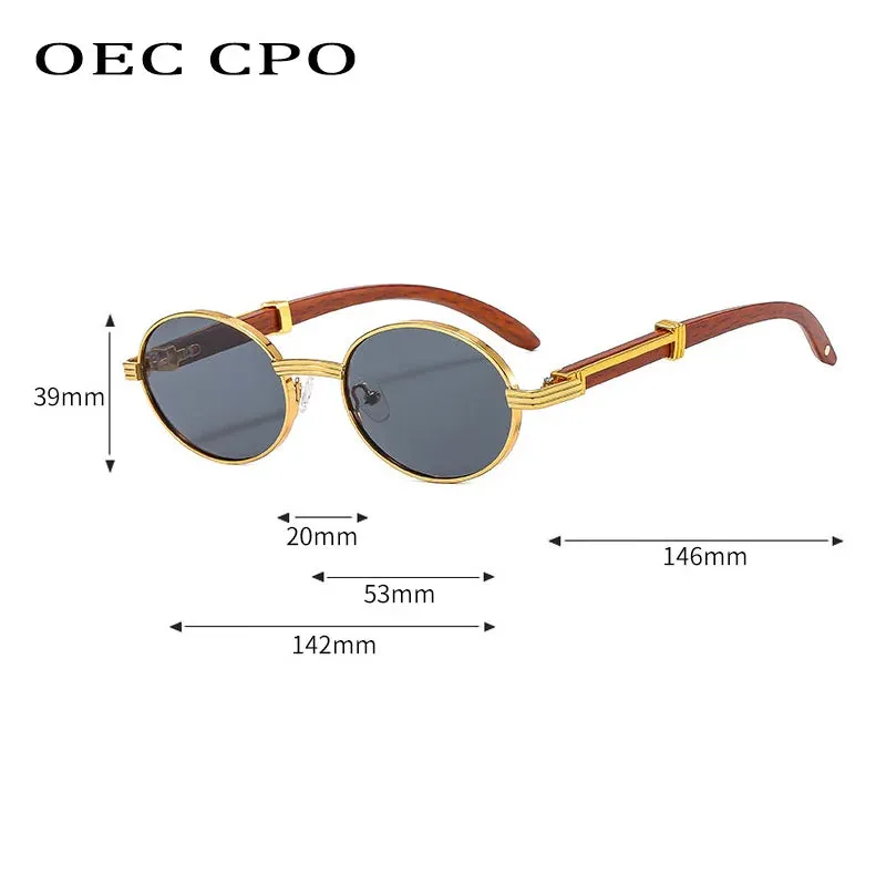 OEC CPO Unisex Vintage Small Round Luxury Oval Frame Sunglasses With UV400 Lens