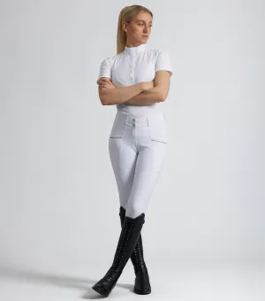 Ofena Womens Gel Knee Competition Riding Breeches White