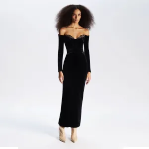 Off Shoulder Long Sleeve Lace Maxi Dress BD2485