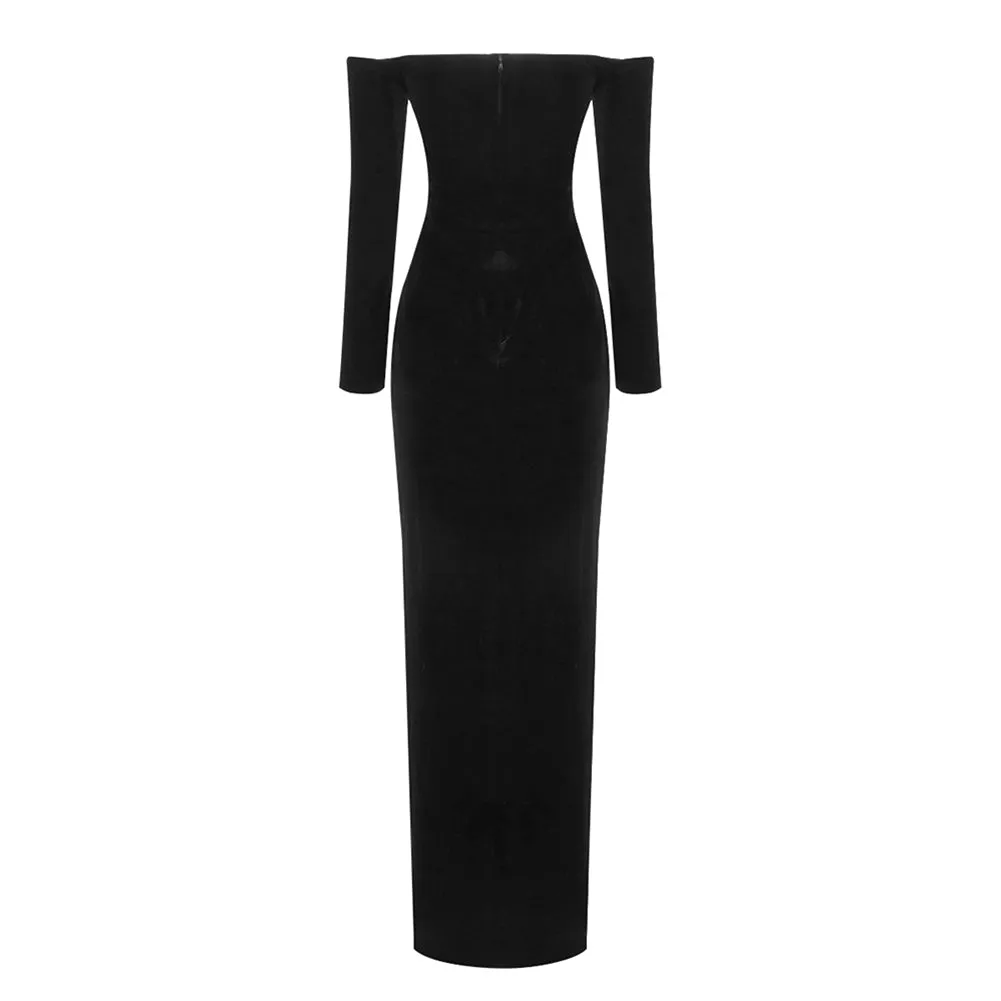 Off Shoulder Long Sleeve Lace Maxi Dress BD2485