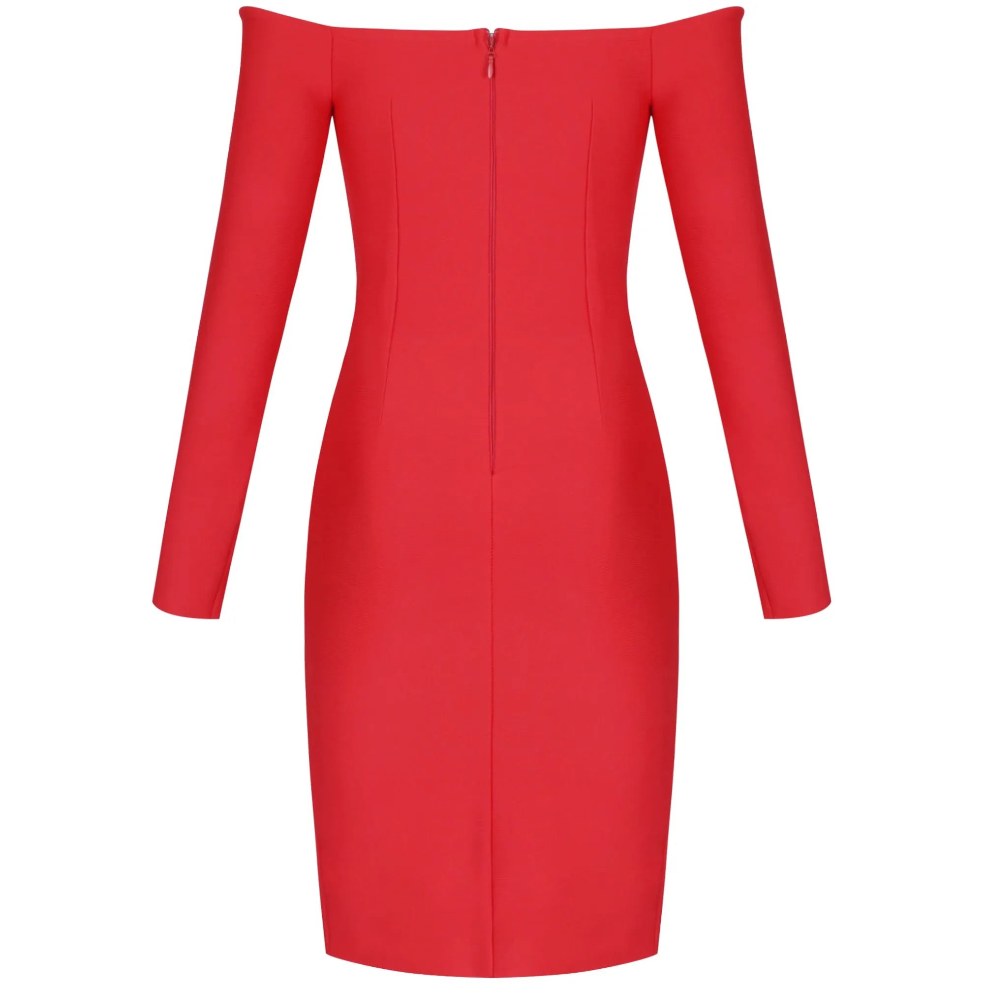 Off Shoulder Long Sleeve Slit Midi Bandage Dress PP21106