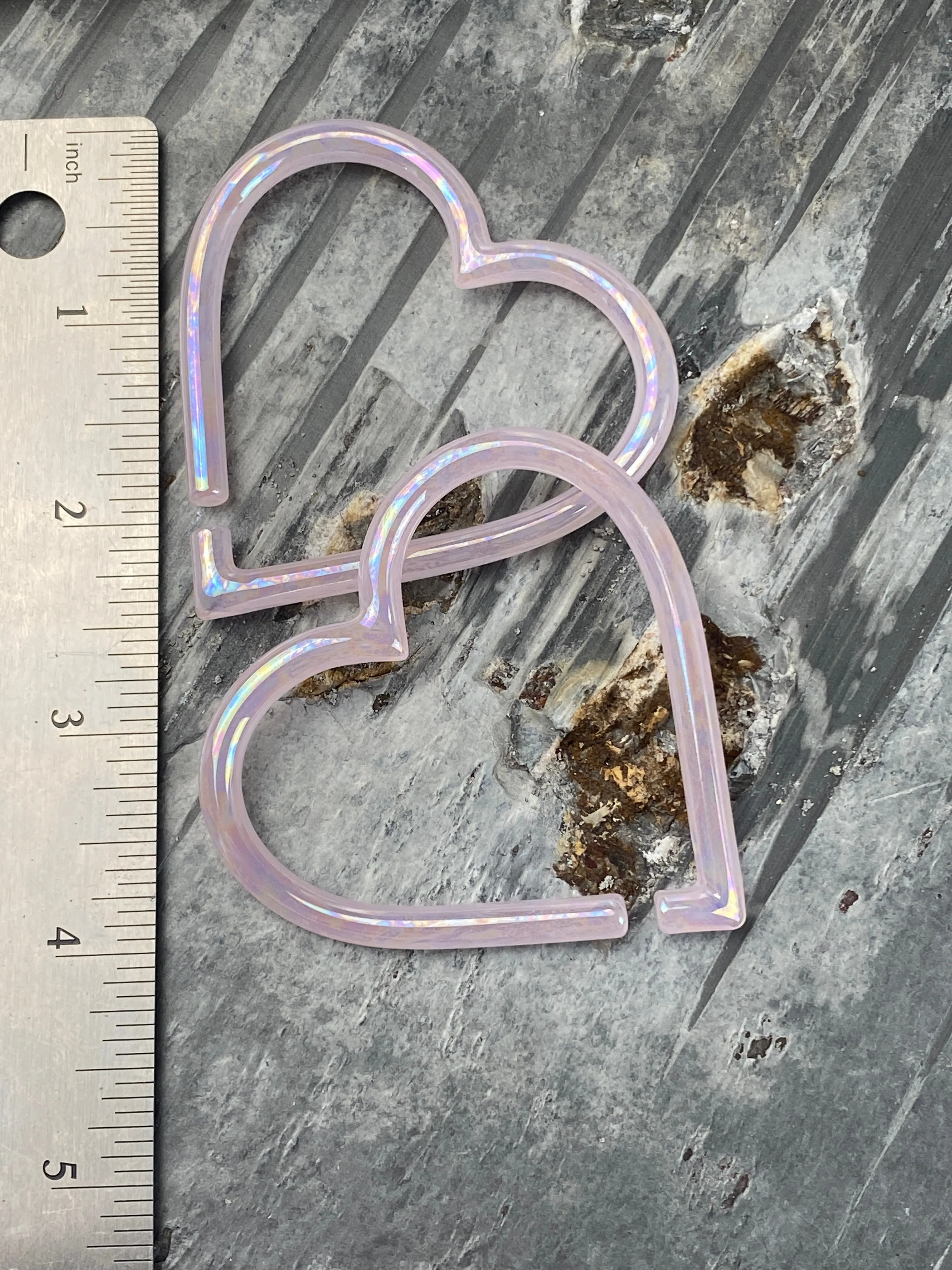 Oil Slick - Rose Quartz | Big Glass Hearts | 10G - 0G
