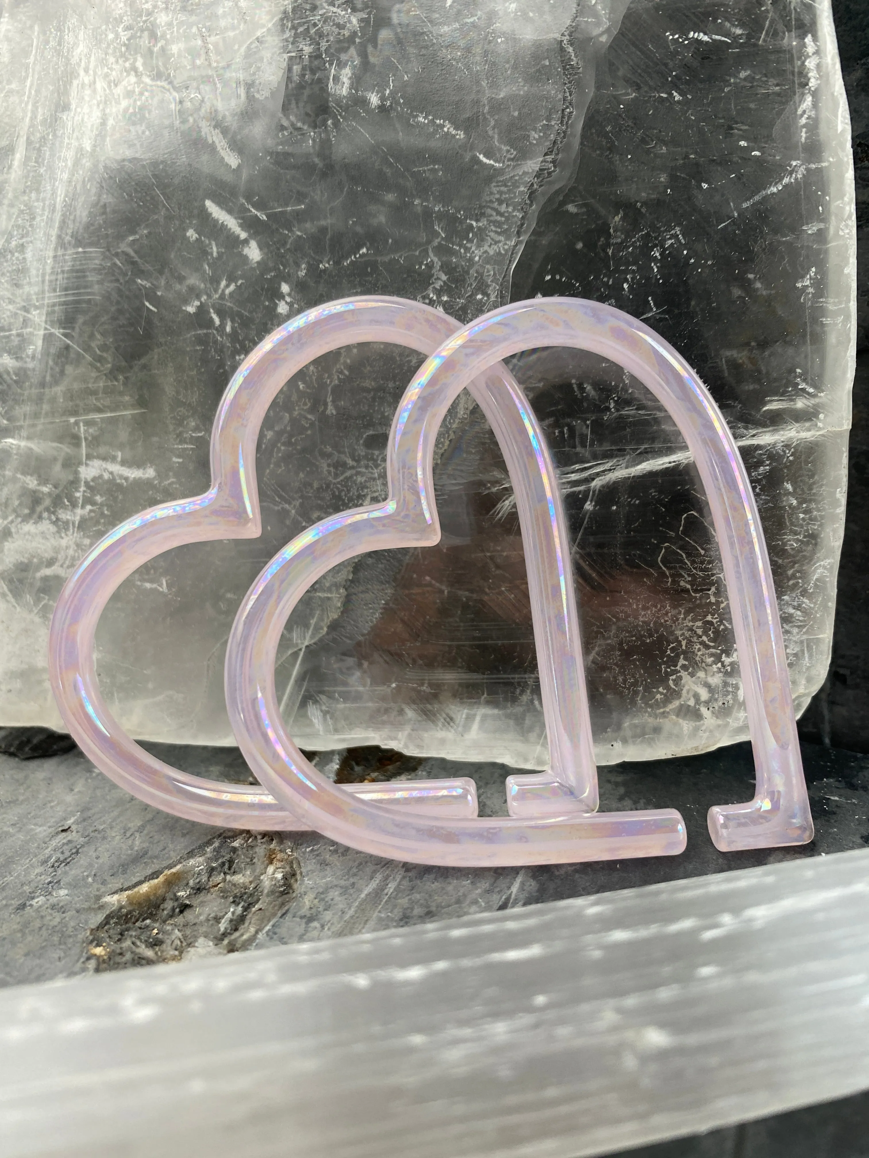 Oil Slick - Rose Quartz | Big Glass Hearts | 10G - 0G
