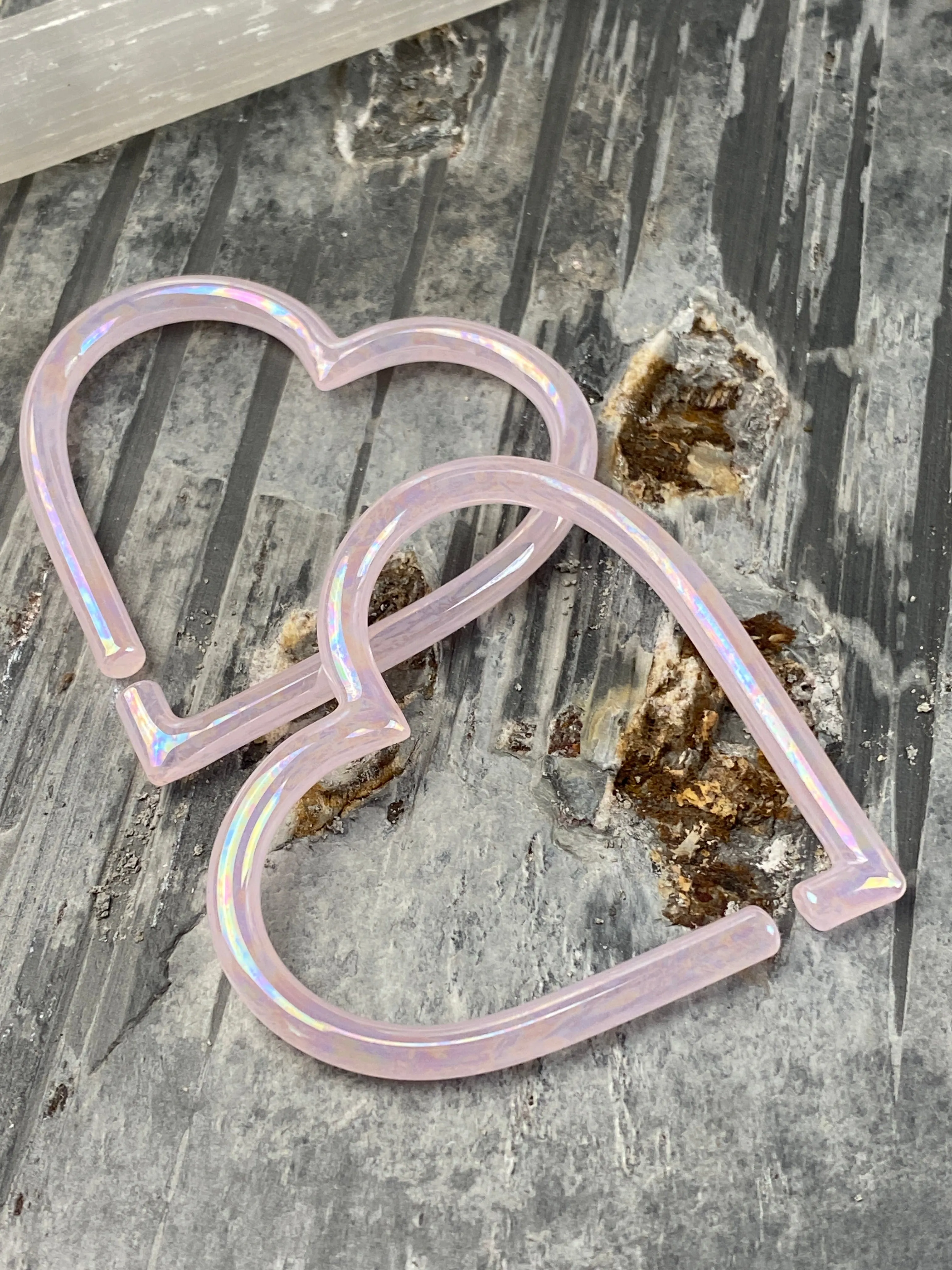 Oil Slick - Rose Quartz | Big Glass Hearts | 10G - 0G