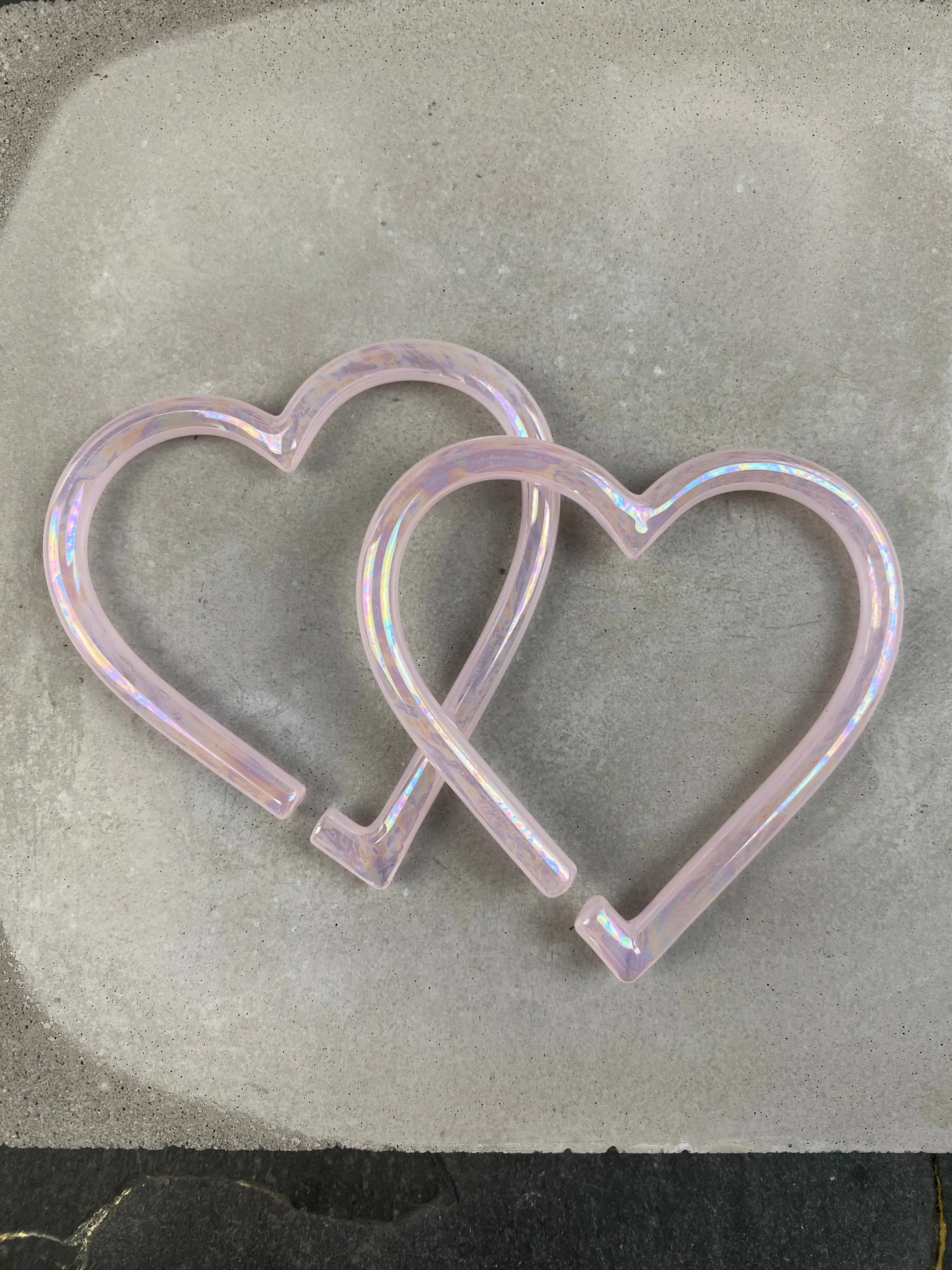 Oil Slick - Rose Quartz | Big Glass Hearts | 10G - 0G