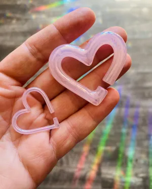 Oil Slick - Rose Quartz | Mini Glass Hearts | 10G - 0G