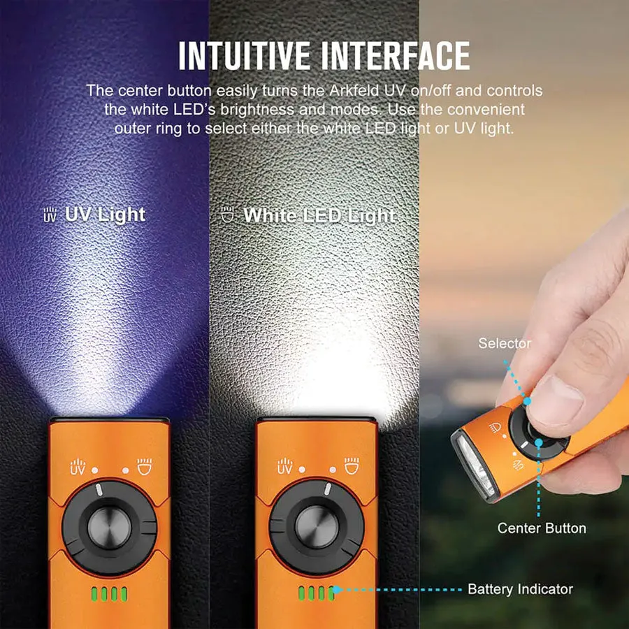 Olight Arkfeld UV 1000 Lumens with Dual Light Source EDC-White Light & UV Light