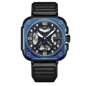 OLTO-8 IRON-X Square Skeleton Automatic Watch Blue
