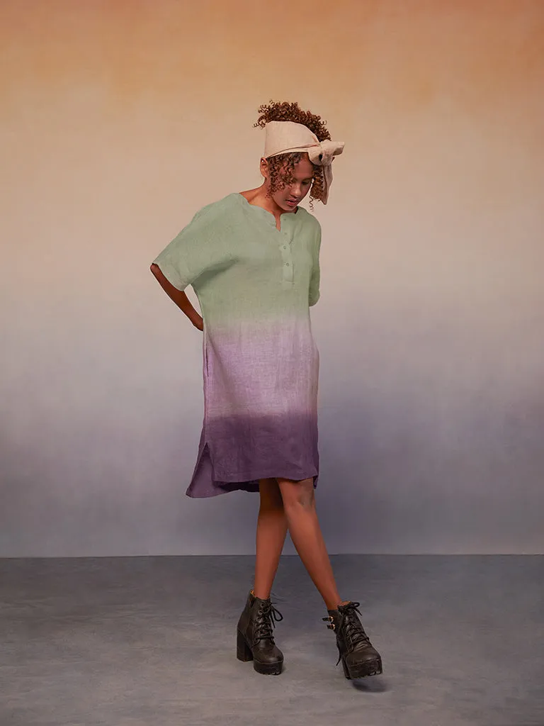 Ombre Block Dress Green Plum