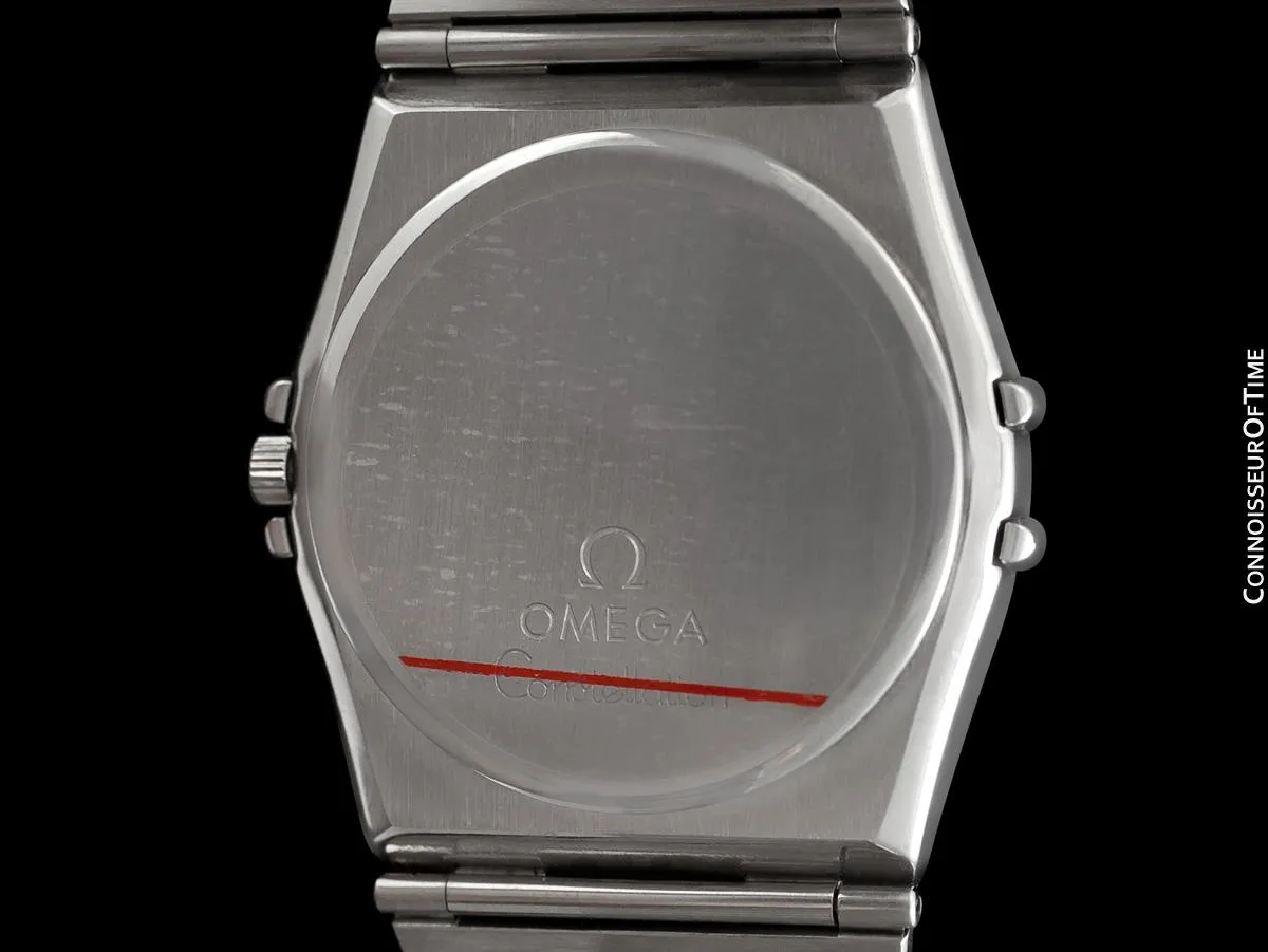 Omega Constellation Mens 35mm Blue Vignette Dial Watch, Quartz, Date - Brushed Stainless Steel