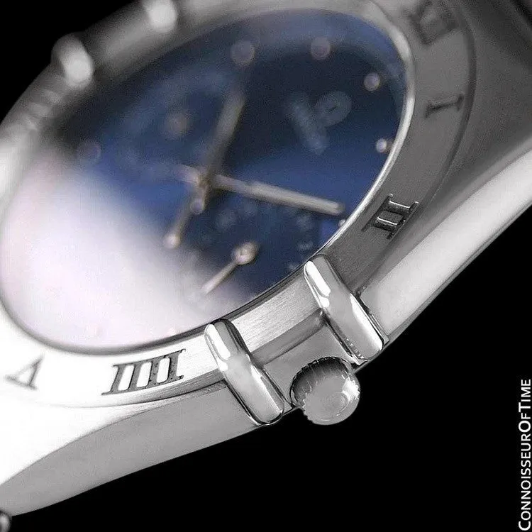 Omega Constellation Mens 35mm Day-Date Quartz Watch, Royal Blue Dial - Stainless Steel