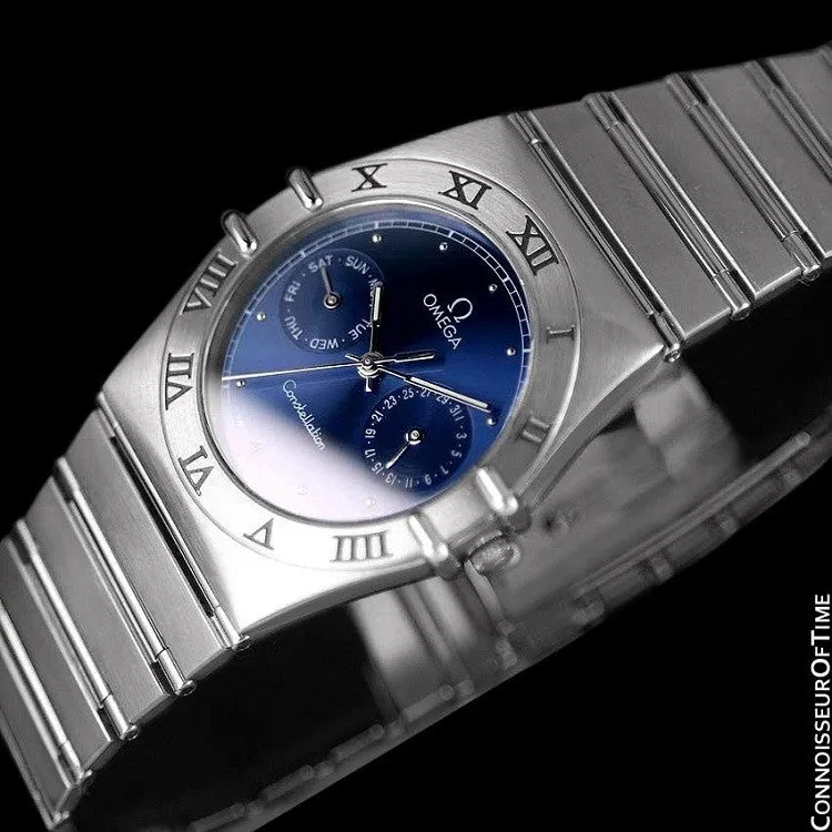 Omega Constellation Mens 35mm Day-Date Quartz Watch, Royal Blue Dial - Stainless Steel