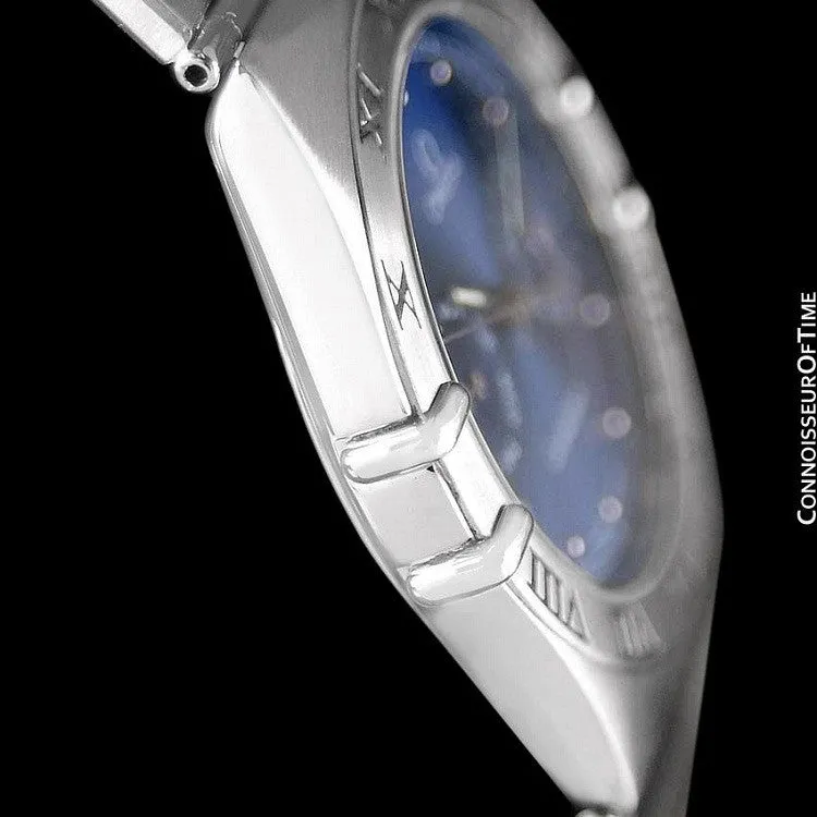 Omega Constellation Mens 35mm Day-Date Quartz Watch, Royal Blue Dial - Stainless Steel