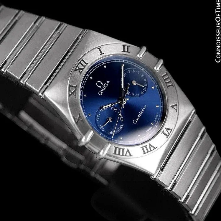 Omega Constellation Mens 35mm Day-Date Quartz Watch, Royal Blue Dial - Stainless Steel
