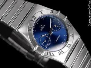 Omega Constellation Mens 35mm Day-Date Quartz Watch, Royal Blue Dial - Stainless Steel