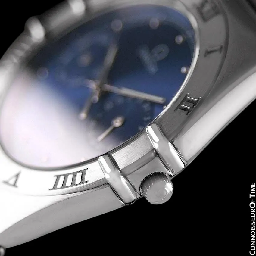 Omega Constellation Mens 35mm Day-Date Quartz Watch, Royal Blue Dial - Stainless Steel