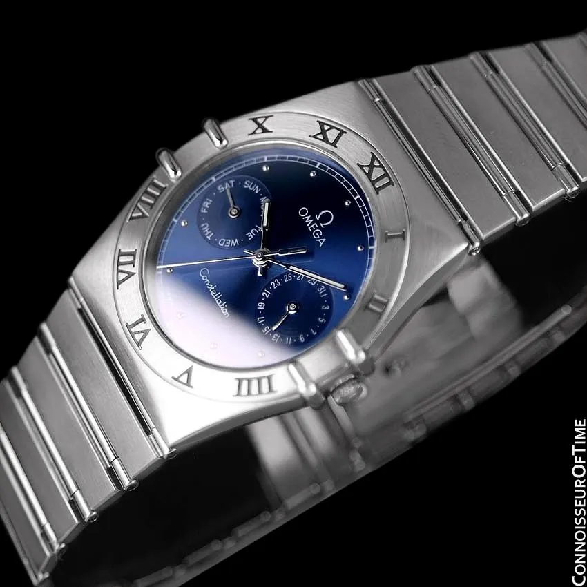 Omega Constellation Mens 35mm Day-Date Quartz Watch, Royal Blue Dial - Stainless Steel