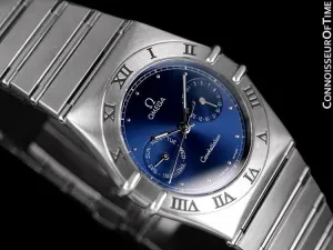 Omega Constellation Mens 35mm Day-Date Quartz Watch, Royal Blue Dial - Stainless Steel