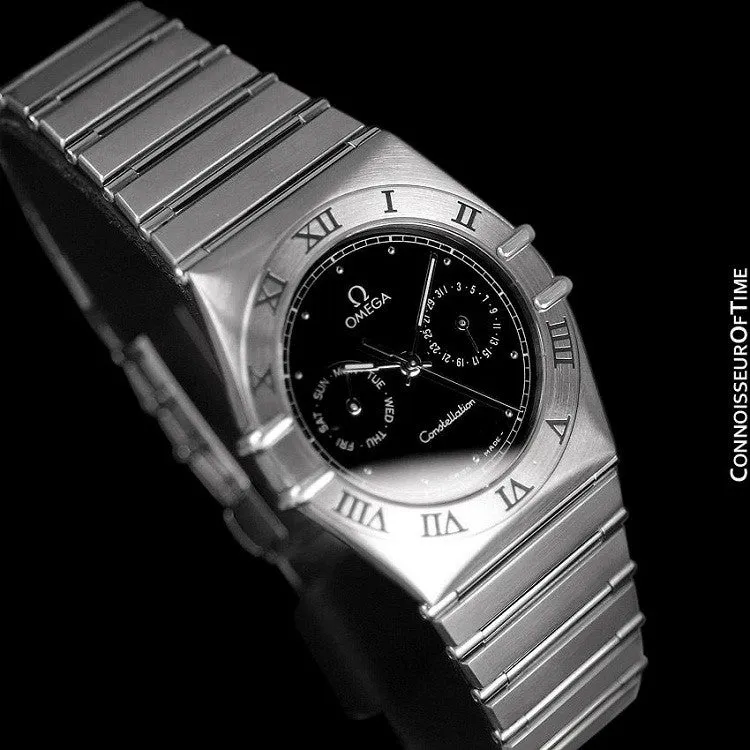 Omega Constellation Mens 35mm Day-Date Watch, Black Dial, Quartz - Stainless Steel